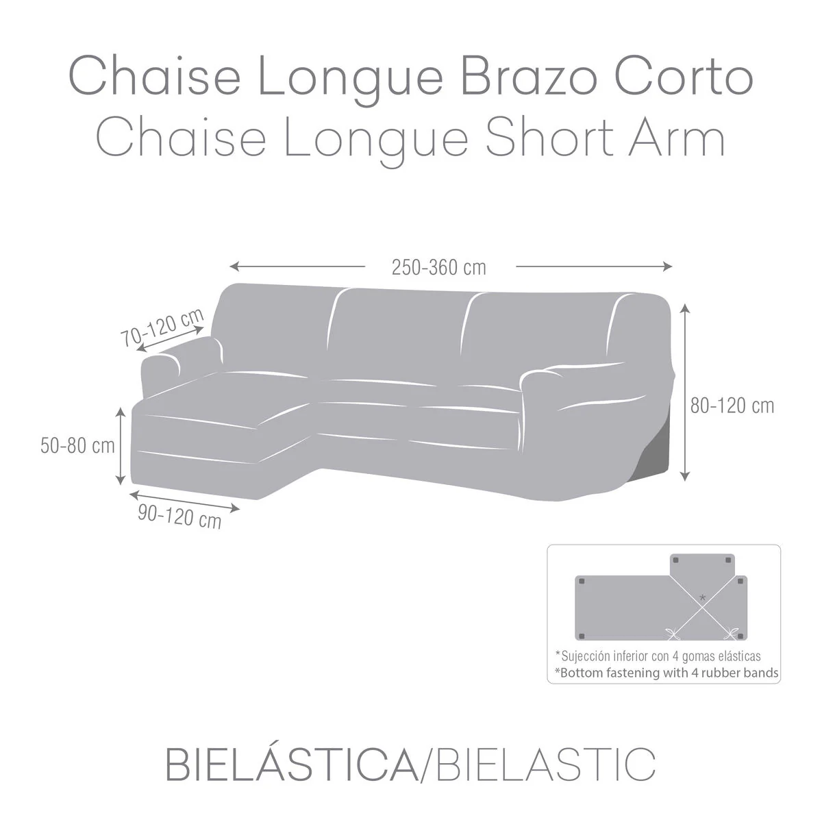 Housse pour chaise longue accoudoir long gauche Eysa ROC Gris clair 120 x 120 x 360 cm – Image 5